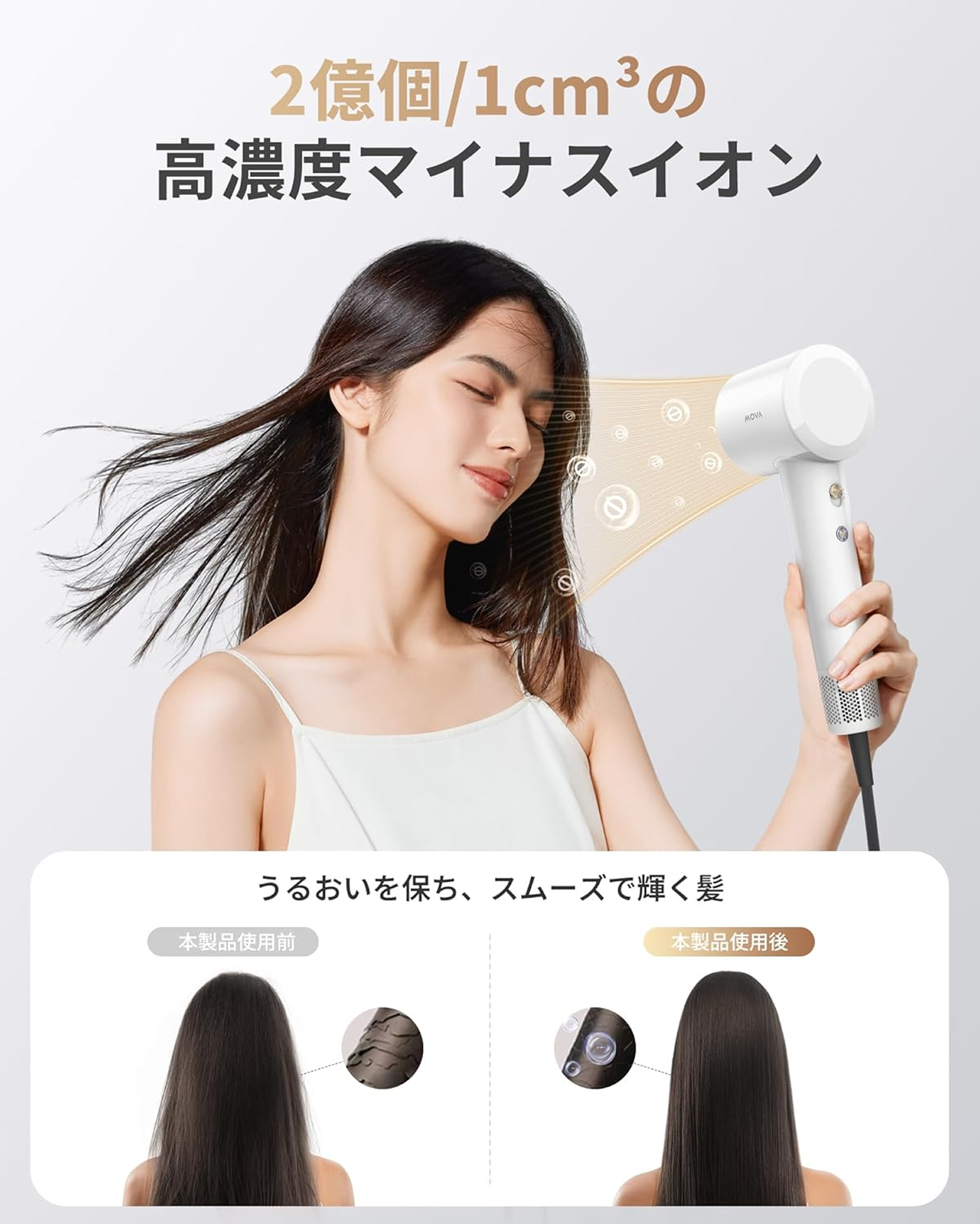MOVA Turbo 速乾ヘアドライヤー ホワイト ブラシレスモーター 速乾性 大風量乾燥 低騒音