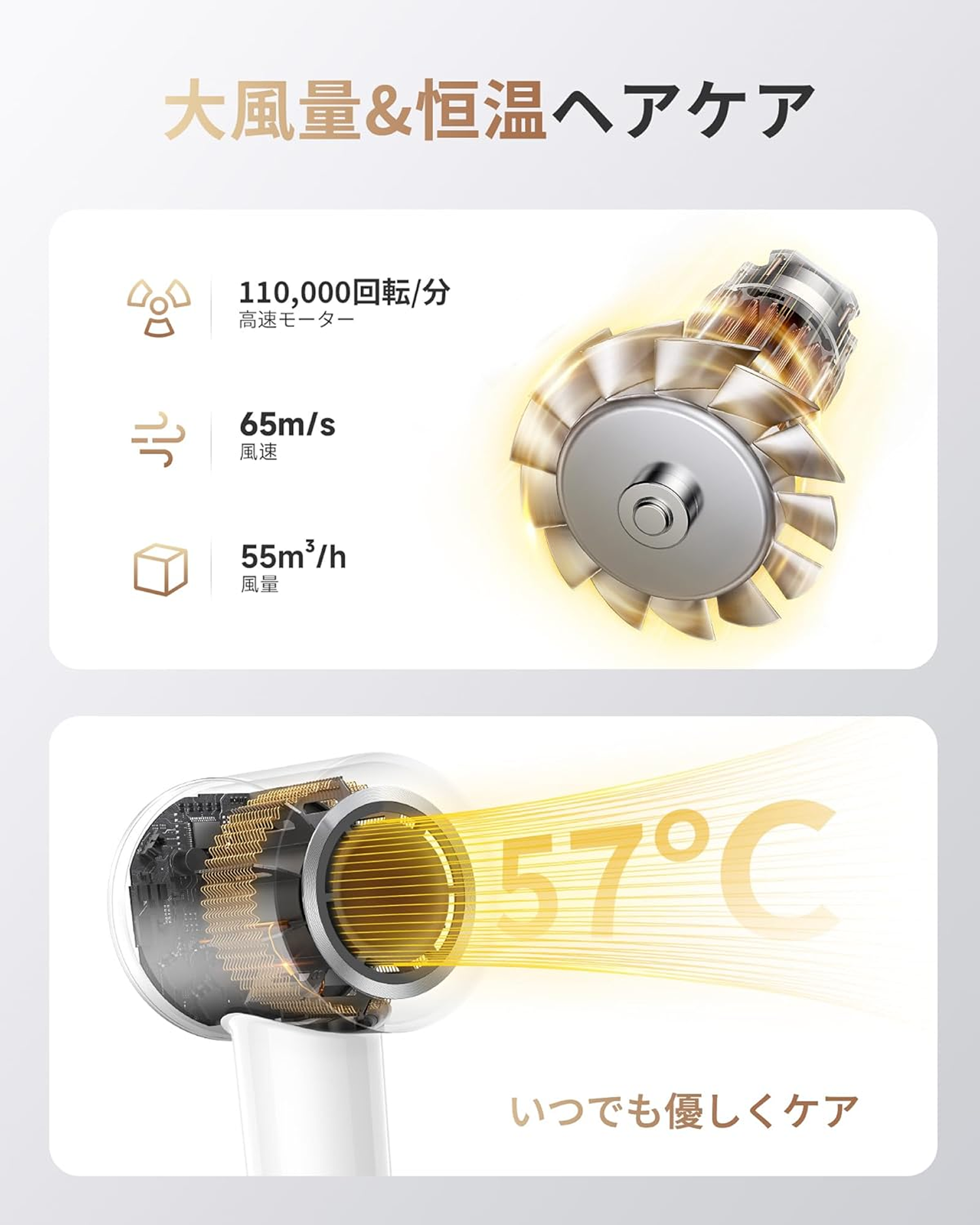 MOVA Turbo 速乾ヘアドライヤー ホワイト ブラシレスモーター 速乾性 大風量乾燥 低騒音