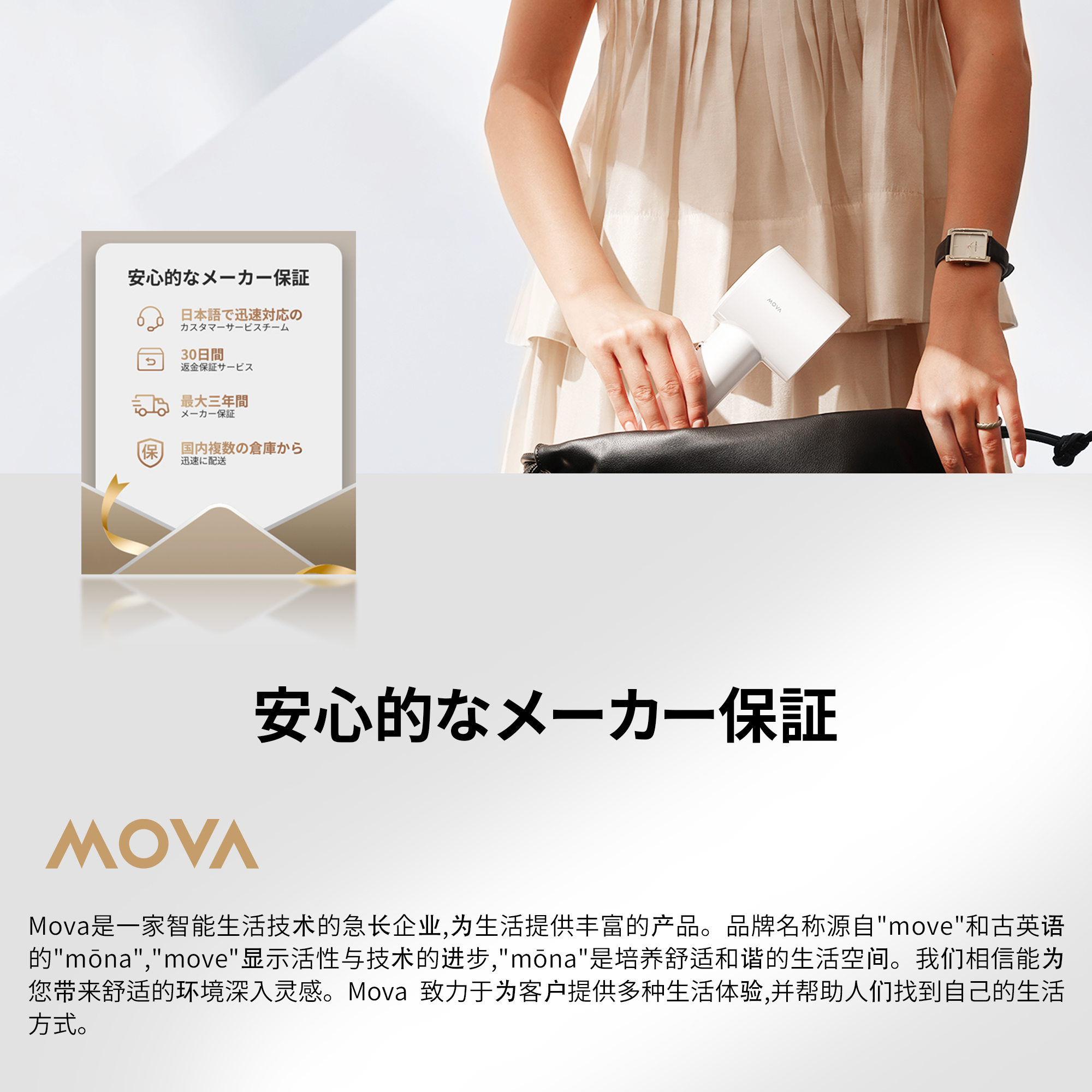 MOVA Turbo 速乾ヘアドライヤー ホワイト ブラシレスモーター 速乾性 大風量乾燥 低騒音