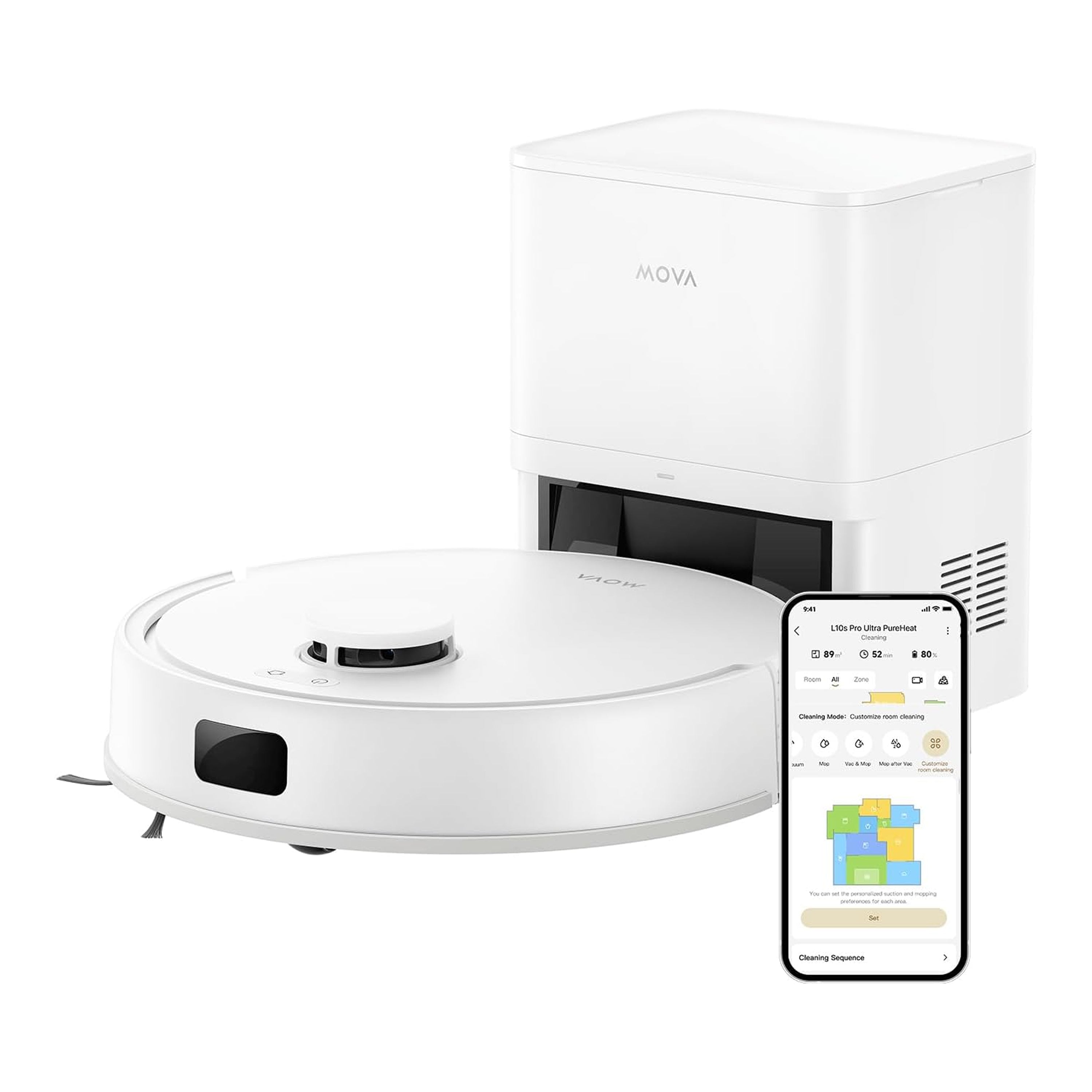 MOVA E20 Plus ロボット掃除機 コンパクト 水拭き対応 強力吸引 5000Pa 90日間自動ゴミ収集