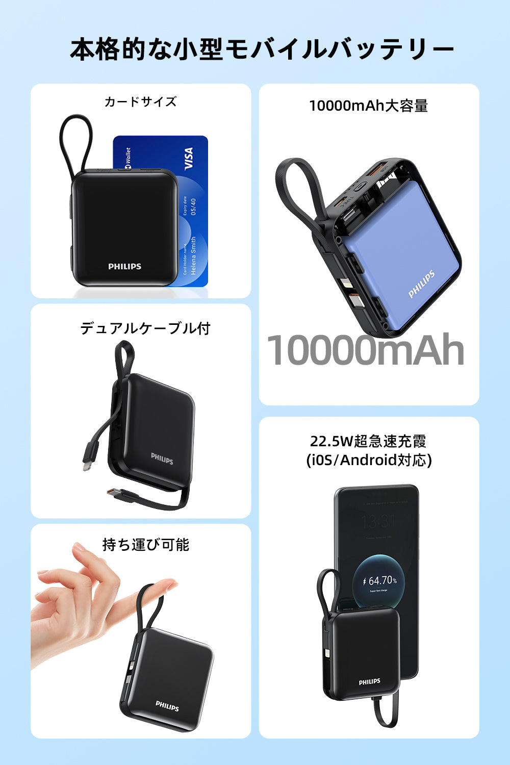 Philips (フィリップス) モバイルバッテリーブラック DLP5713CB