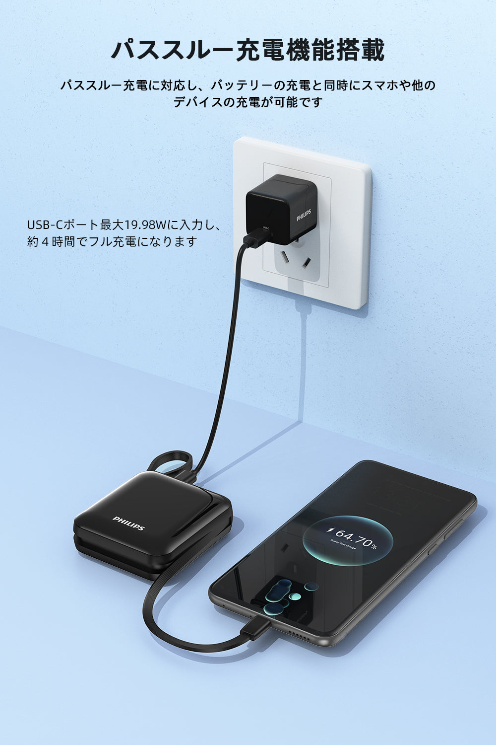 Philips (フィリップス) モバイルバッテリーブラック DLP5713CB