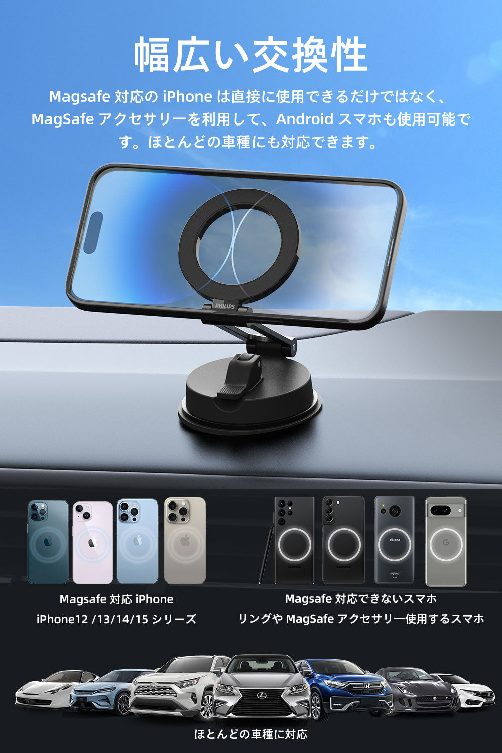 Philips (フィリップス) マグネット車載スマホホルダーDLK4131B